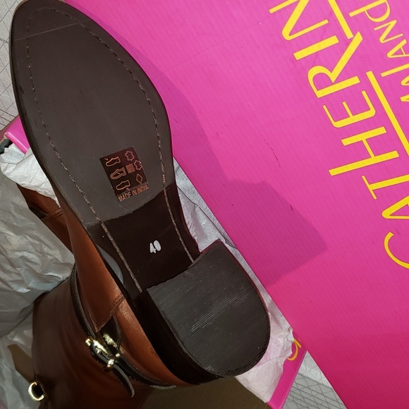 Catherine Malandrino New MILA Leather RIDING Tall BOOTS Brown/Black Women's 10 - Picture 11 of 16